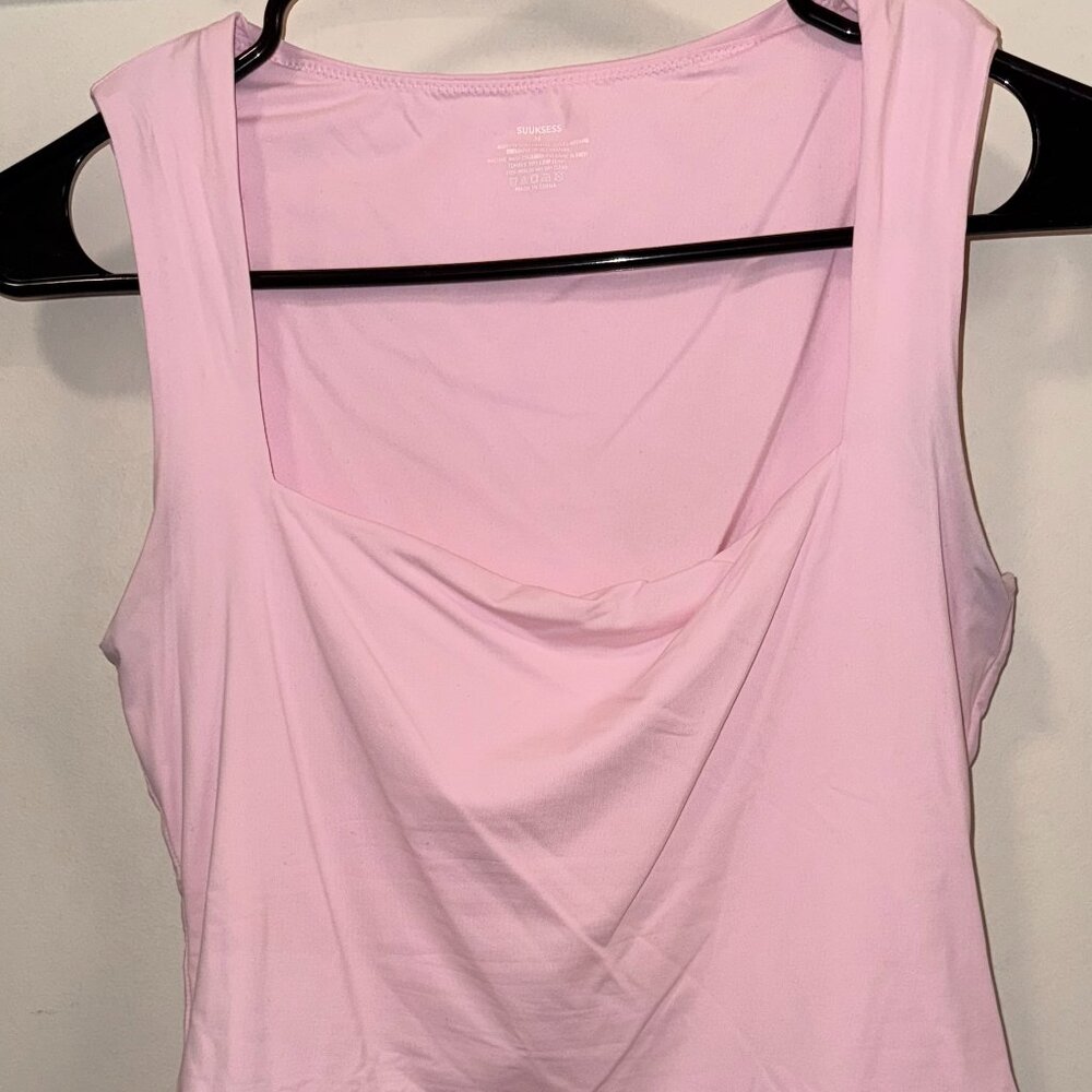 suuksess square neck pink tank